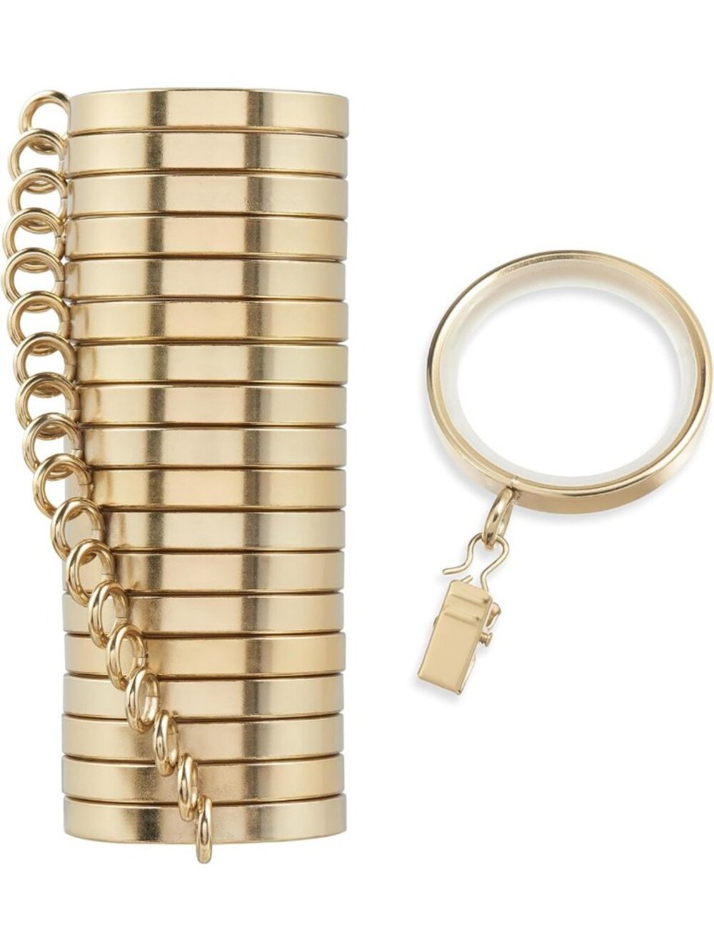 Elegant Brushed Gold Curtain Rings - 1-5/8" Diameter, 18 Count, Home Decor